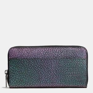 COACH iridescent hologram holographic accordion zip up wallet purple blue HTF